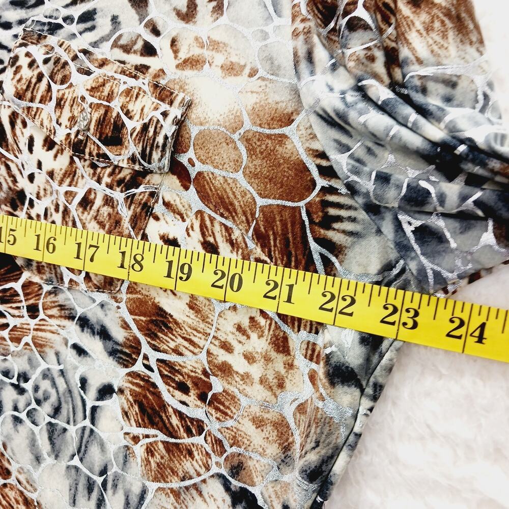 Blouse Leopard Tiger Zebra Glam Mob Wife Y2K Office Siren Heritage Tab Size XL - Picture 3 of 12